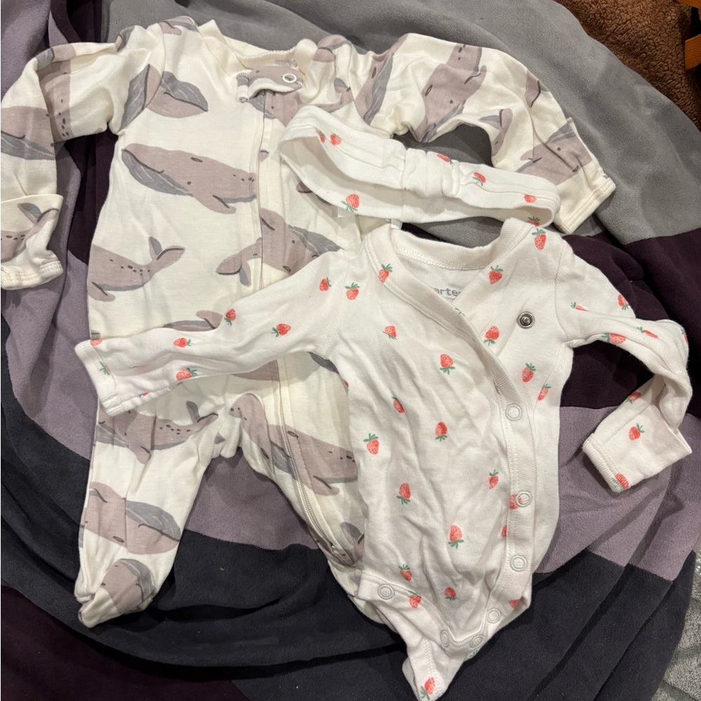 White and Gray Whale Print Kids One Piece